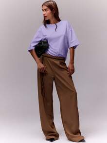 MUSERA Soft Oversized Crew Neck T-Shirt Casual Everyday Oversized Tee Airport Holiday Festival   Winter ,Elegant Spring Summer - Purple - View 3