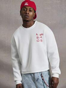 PAVTROS Manfinity Streetrush 男士街头风流行INS搭配，男士街头风流行INS搭配仿生迷彩印花Pavtros 3D刺绣户外音乐节夜店男友/老公礼物周年纪念礼物迷彩短款套头卫衣，街头服饰，运动套装，保暖冬季，圣诞节 - 白色 - 查看 2