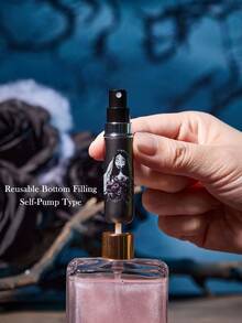 Corpse Bride X SHEIN 5ml/0.2oz 深灰色可再填充香水雾化器喷雾瓶，底部填充自泵式可重复使用香水瓶，迷你便携式化妆品瓶液体填充瓶，带可见窗口，便于旅行和乘飞机，蝴蝶 - 黑色 - 查看 3