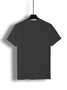 Chillumni 男士夏季字母卡通图案圆领短袖休闲T恤 - 深灰色 - 查看 6