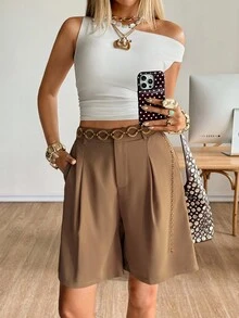 Siren Gaze Women's  Summer  Woven Casual Bermuda Shorts Chic Brown - Mocha Brown - View 4