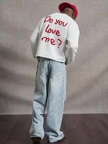 PAVTROS Manfinity Streetrush 男士街头风流行INS搭配，男士街头风流行INS搭配仿生迷彩印花Pavtros 3D刺绣户外音乐节夜店男友/老公礼物周年纪念礼物迷彩短款套头卫衣，街头服饰，运动套装，保暖冬季，圣诞节 - 白色 - 查看 5