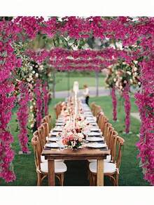 SHEIN Dây hoa giấy nhân tạo 1 chiếc - Dây hoa giấy giả dài 1,8 mét, làm từ lụa, thích hợp trang trí cổng cưới, bàn tiệc, khăn trải bàn, treo tường, trang trí nhà cửa, tiệc tùng, phong cách Boho, sân vườn, trang trí trong nhà và ngoài trời. - Nhiều màu - Xem 5