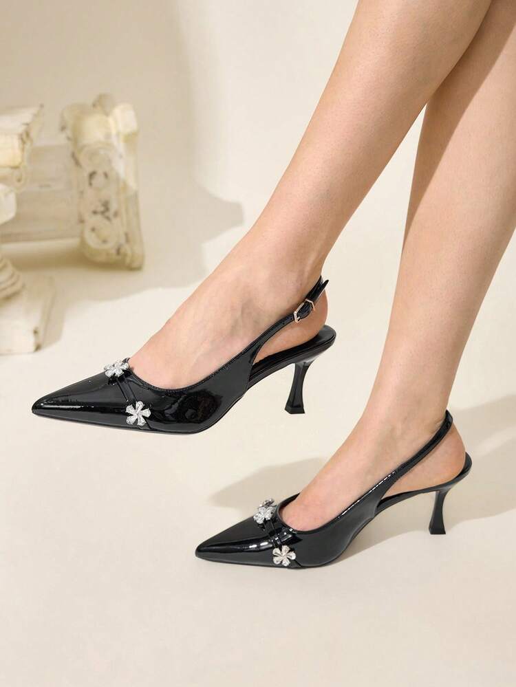 CUCCOO CHICEST Pointed Toe Stiletto High Heel Women Shoes, Sexy Fashion Party Date Outfit, Black Heart-Shaped Pointed Toe Transparent TPU Ladies High Heel Pumps