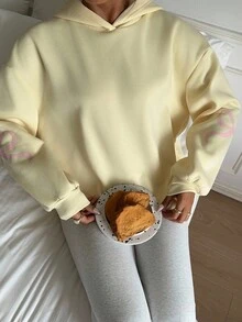 Aloruh Áo Hoodie Nữ Thu/Đông Mới, Màu Vàng Kem, Họa Tiết Bướm Trang Trí, Phong Cách Y2K Dễ Thương, Áo Hoodie Vàng Pastel, Áo Hoodie Vàng Nhạt, Áo Hoodie Vàng Bơ, Áo Hoodie Kem, Halloween Thu Đông cho Nữ, Mùa Thu Nữ, Halloween Mùa Thu, Halloween cho Nữ, Mùa Thu Nữ - Màu vàng - Xem 4