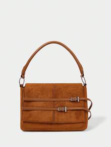 SHECARRY Women's Adjustable Buckle Design Fashion Handbag For Daily Use - Brown - View 8