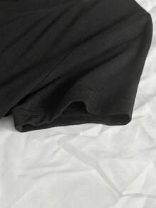 StreetHx Women's Summer V-Neck Slim Fit T-Shirt With Cross Embroidery, Punk Subculture Anime Embroidered Short Sleeve V-Neck T-Shirt - Black - View 4