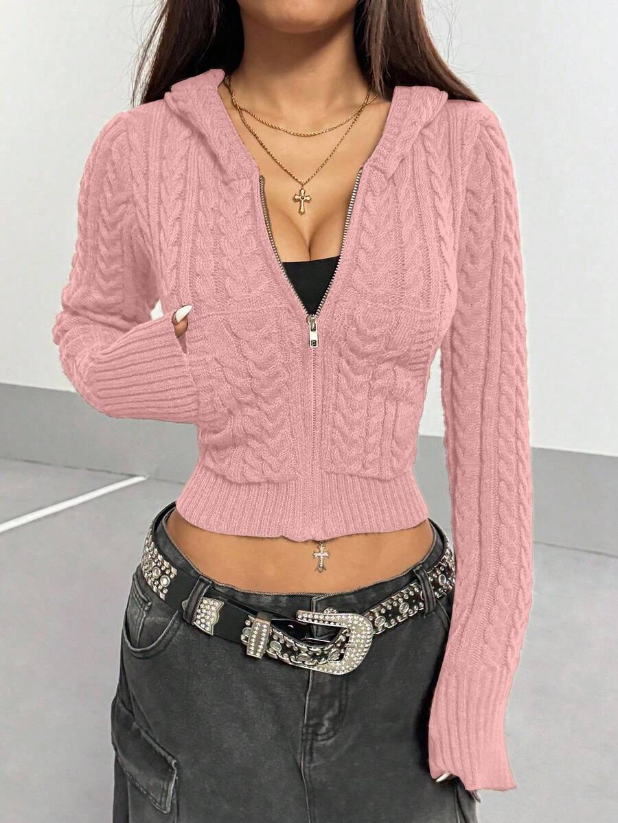 StreetHx Cárdigan con capucha con botones y cremallera, estilo casual y retro, color caqui, para otoño/invierno