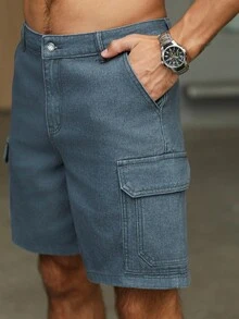 Manfinity Homme Short en jean ample et décontracté avec plusieurs poches pour hommes - Gris - Voir 8