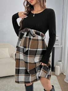 SHEIN Elegant Casual A-Line Maternity Dress For Women - Multicolor - View 3