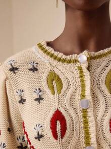 Lyxana Áo khoác cardigan ngắn thắt eo thêu cho nữ, nhiều màu - Nhiều màu - Xem 4