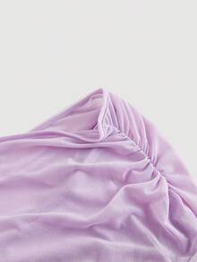 SHEIN MOD 淡紫色不对称下摆喇叭袖 T 恤 - 紫丁香色 - 查看 3