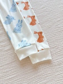 4 件套女童卡通动物印花长袖上衣和裤子舒适睡衣套装，秋冬 - 彩色 - 查看 6