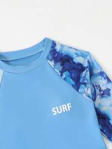 Tween 女童夏季海滩扎染印花高领长袖上衣 + 纯色比基尼泳裤 + 扎染印花裤 3 件套比基尼泳装套装 - 彩色 - 查看 5