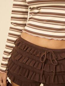 Aralina Áo thun nữ dáng ôm, kẻ sọc, mùa xuân/thu - Nhiều màu - Xem 5