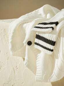 Mainfolk Men's Casual Diamond Cable Knit Contrast Color Cardigan, Fall Winter - Multicolor - View 3