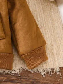 SHEIN Vintaside Kids 1 件婴儿男童羊毛夹克，加厚毛绒冬季婴儿外套，秋冬