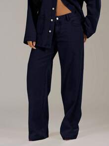 MUSERA 水洗低腰宽松牛仔裤，90年代Y2K街头风，适合春季、休闲、音乐会、西部音乐节、冬季、纳什维尔、办公室、工作、时尚夏季穿着。 - 藏蓝色 - 查看 2