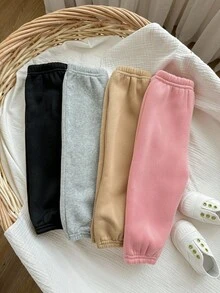 SHEIN Babygirl 休闲纯色松紧腰裤，适合秋冬 - 彩色 - 查看 5