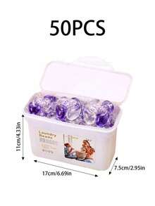 SHEIN 50 piezas/Set Perlas de detergente para ropa con aroma a flor de cerezo 3 en 1 - Líquido concentrado para lavandería, suavizante de telas y perlas antiestáticas para lavandería
