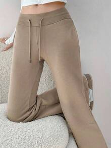 INAWLY Women's Drawstring Waist Flared Pants Graduation,Back To School Outfits,Graduation,Teacher Outfits For Women,Back To School - Khaki - View 5