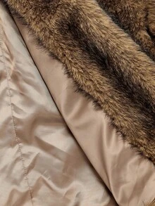 SHEIN MOD Brown Faux Fur Belted Long Jacket In Fall/Winter - Multicolor - View 8