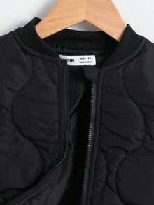SHEIN Young Boy Long Sleeve Zip-Up Collar Casual Winter Jacket Fall