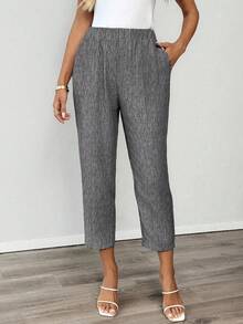 EMERY ROSE Pantalones casuales de unicolor para mujer - Gris Oscuro - Ver 9