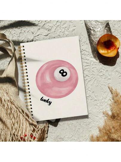 Lucky 8-Ball Soft Cover Spiral Notebook - 1pc, Preppy Aesthetic Journal, Teacher Student Office School Supplies, 5.5"X8.3" With 50 Pages--5.5x8.3in/14cmx21cm With 50 Pages--A Diary With The Weekday Signs , Weather Signs,Memo No.And Date Signs,School Supplies,Back To School