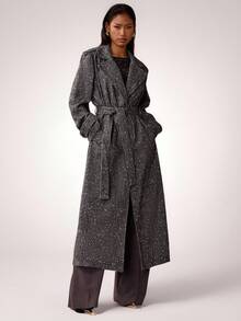 SHEIN BAE Fall Loose Fit Single-Breasted Lapel Long Casual Coat,Special Textured Fabric Jacket,Women's Winter Coat,Coat,Elegant Long Coat,Fashionable Coat - Black - View 7