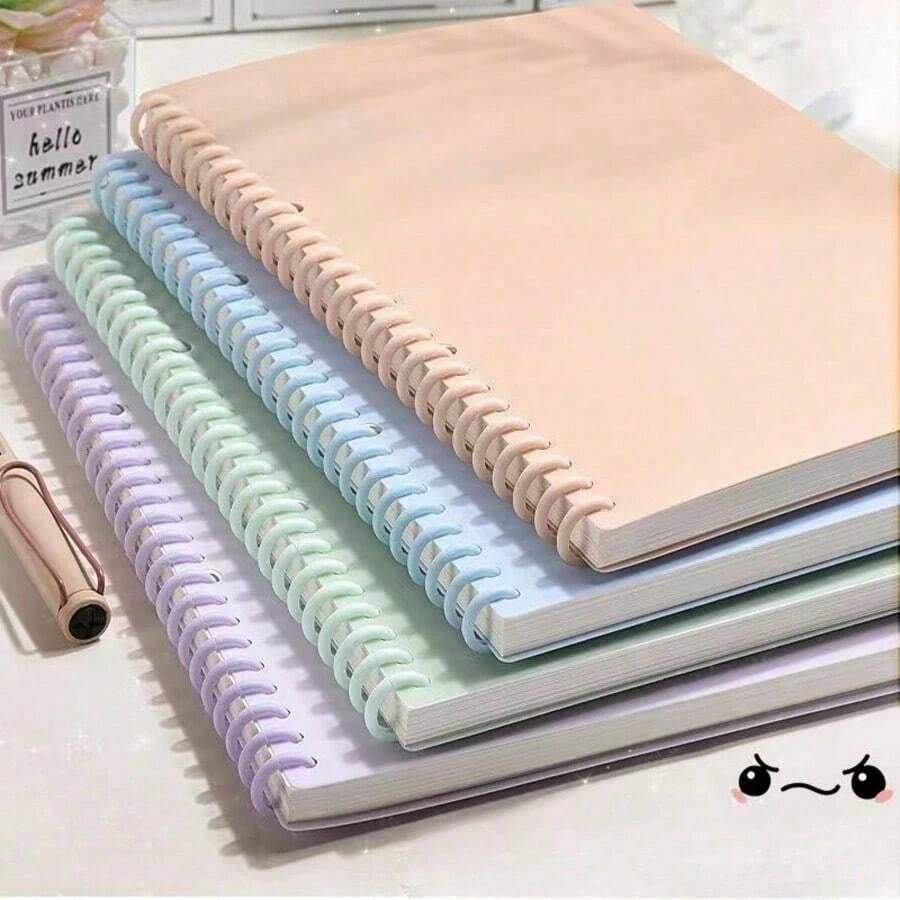 SHEIN 1PC 2PCS 4PCS A4 A5 B5 Spiral Notebook Set - 60 Sheet Coil Bound Writing Notebooks In 4 Colors For School Office Journaling, Teacher's Day Graduation Gift - Multicolor - View 1