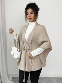 Rafferiza Fashionable Casual Date High-End Poncho Shawl Versatile Unique Elegant Women Cardigan Sweater, Autumn/Winter