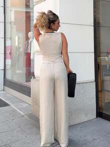 Jeta Ari 女士日常两件套服装 - 杏色 - 查看 2