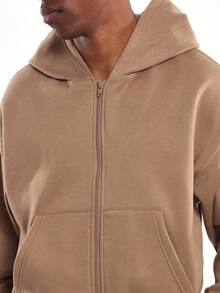 Áo Hoodie dáng rộng có khóa kéo SUMWON trơn - màu nâu - Xem 4