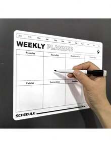 SHEIN 磁性冰箱日历、可擦写软白板贴纸、周计划表和月计划表、办公用品、橡胶、家庭和办公室使用的提醒备忘板 - 彩色 - 查看 5