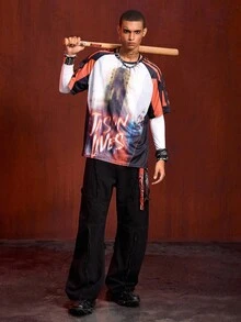 ROMWE MEN Friday the 13th X ROMWE Áo thun nam tay ngắn họa tiết chữ mùa hè thường ngày - màu đen - Xem 5