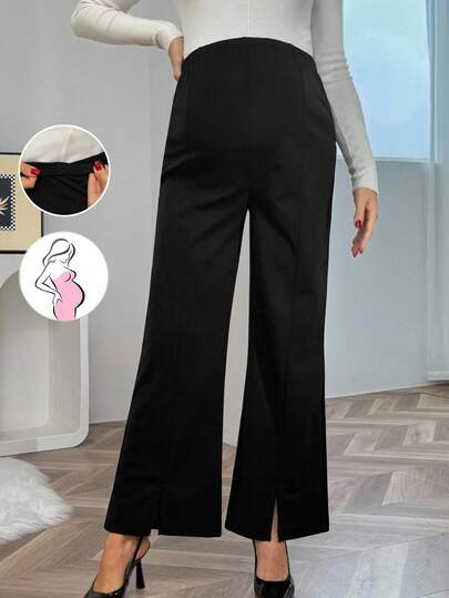 SHEIN Solid Color Casual Elastic Comfortable Maternity Pants