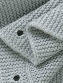 SHEIN Baby Boy Knitted Romper, Peter Pan Collar, Embroidered Bear Design, Cute & Adorable Fall Winter