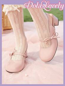 Dola Lovely 粉色甜美丝带和蝴蝶结装饰玛丽珍洛丽塔女鞋 - 粉色 - 查看 3