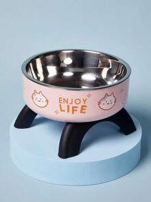 Zazumi Stainless Steel Pet Food Bowl With Cute Pattern And Embossed Design, Anti-Spill, Non-Slip, Suitable For Small Cats, Dogs And Small Pets For Drinking And Eating