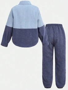 SHEIN 2pcs Tween Boy Casual Corduroy Jacket And Pants Set. Soft And Comfortable, Suitable For Autumn/Winter Wear. This Simple And Practical 2 Pieces Outfit Is Great For Everyday Casual Wear. Fall