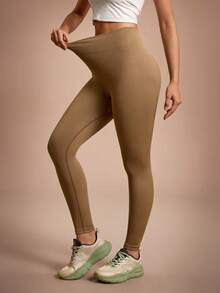 Easithlete Colanți sport casual, culoare uni, fără cusături