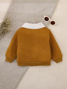 SHEIN 1pc Baby Boy Jacket, Thermal Lined Thick Plush Winter Coat, Autumn/Winter Fall