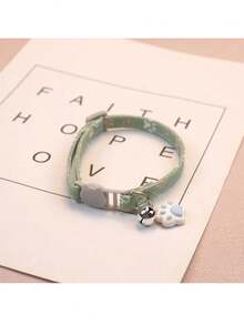 Zazumi 宠物项圈，适用于猫和中小型犬，带有可爱的猫脸和爪印图案，带铃铛设计 - 彩色 - 查看 12