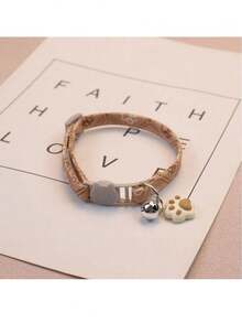 Zazumi 宠物项圈，适用于猫和中小型犬，带有可爱的猫脸和爪印图案，带铃铛设计 - 彩色 - 查看 13