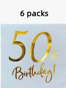 1/2/3/6 confezioni da 20 tovaglioli monouso a doppio strato con stampa dorata a tema 50° compleanno (16,5 x 16,5 cm), adatti per Natale, autunno, Ognissanti, rientro a scuola, decorazioni per pareti e tende da camera da letto. - Bianco - Visualizzare 10