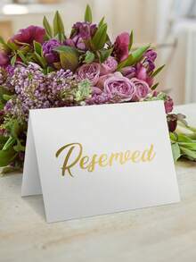 10-Pack Deluxe Golden Reserved Table Signs - Double-Sided, No-Electricity-Needed,Black Simple Golden Stamping Cards Easy-To-Use Paper Signage For Weddings, Parties, Restaurants, Banquets, And Special Events - For Reserving Tables With Elegance And Style - Multicolor - View 6
