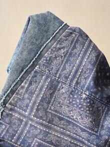 Bohemela 秋季波西米亚音乐节万圣节佩斯利图案休闲梭织拼接宽松阔腿女裤 - 藍色 - 查看 8