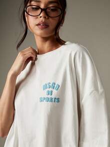 MISSGUIDED 带文字印花的超大图案圆领短袖棉质 T 恤 - 白色 - 查看 6