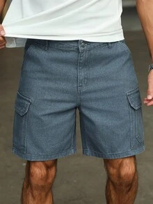 Manfinity Homme Short en jean ample et décontracté avec plusieurs poches pour hommes - Gris - Voir 7